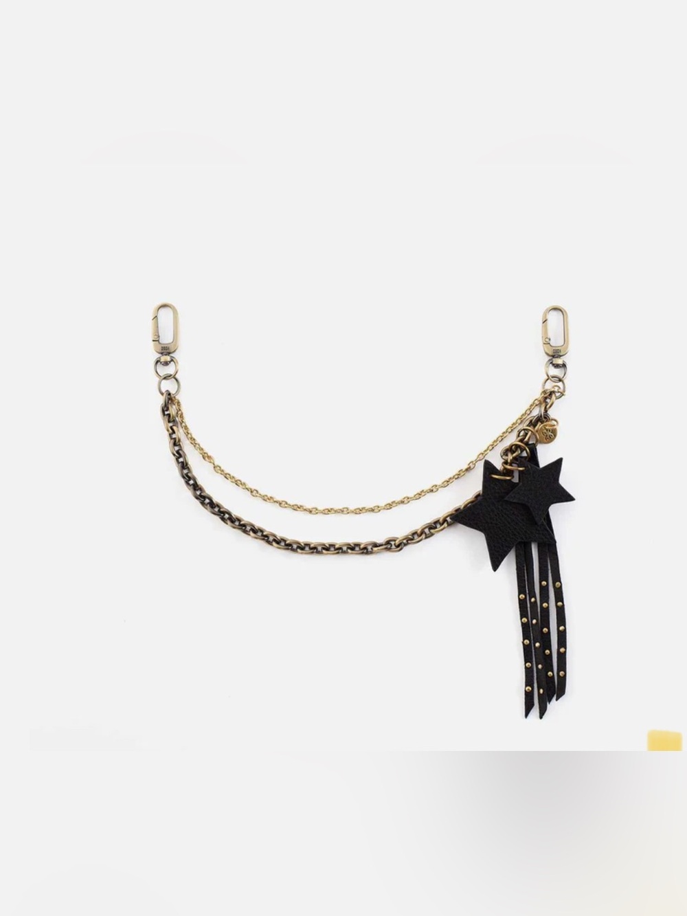 HOBO Black Leather Star Tassel Key & Card Holder with Gold Hardware